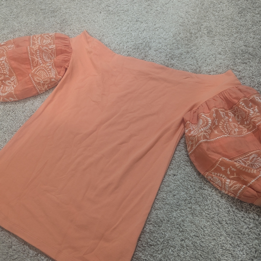 Free People Orange Off-Shoulder Blouse - Picture 2 of 5